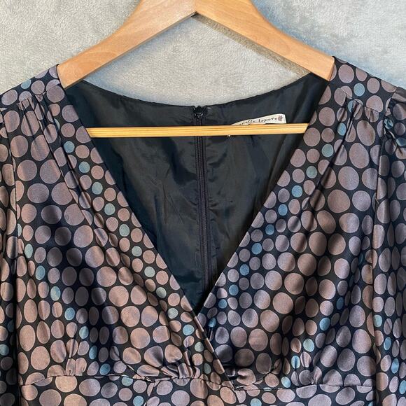 Y2k Babydoll Top Size 4 Silk Puff Sleeve Polka Dot Office Boho Chic Fairy Grunge - Picture 6 of 16